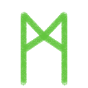 The Elder Furthark rune ᛗ or mannaz, in green